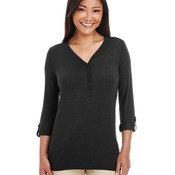 Women's Perfect Fit™ Y-Placket Convertible Sleeve Knit Top